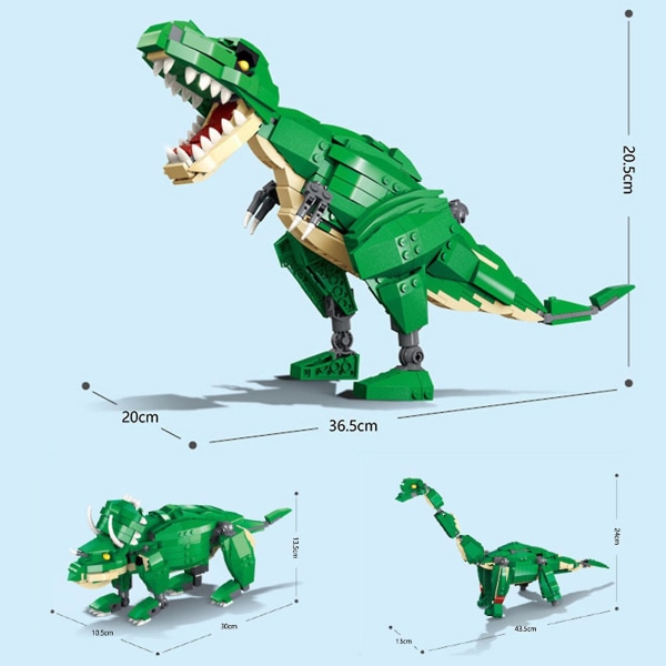 Dinosaur byggstenleksaker 3 i 1 Plast Pedagogiskt intressant byggsats för barn