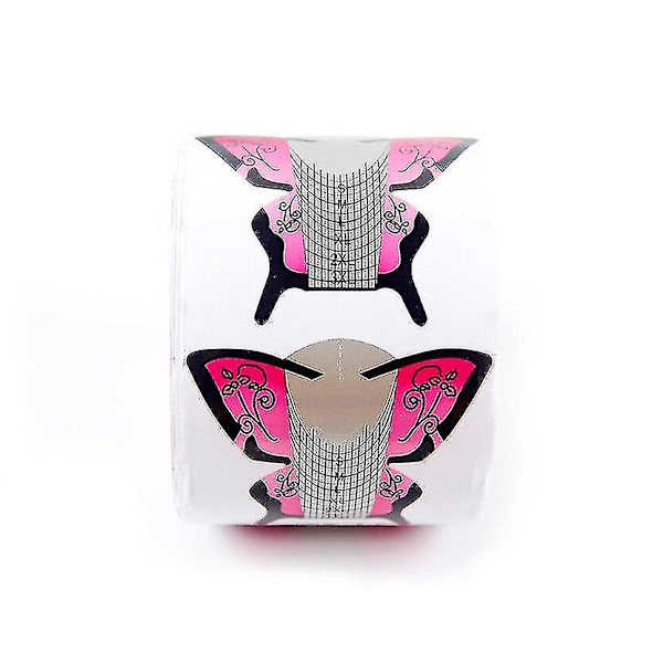 500 st/rulle Butterfly Nail Forms Nail Forms Sticker Nail Forms Uv Gel Akryl Fransk S073|nagelform