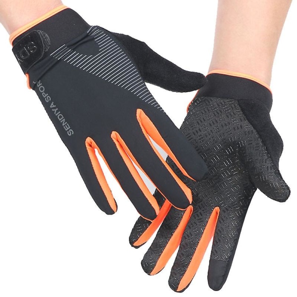 Hengittävä Ice Silk Kosketusnäyttö Käsineet Miehille Naiset Ulkoilu Anti Silp Elastiset Käsineet Pyöräily Moottoripyörä Full Finger Glove| | orange XL