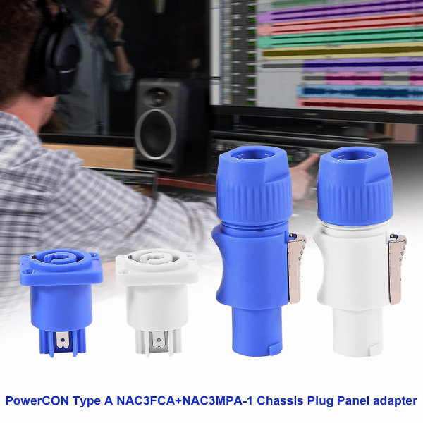 10 sæt Powercon Type A Nac3fca+nac3mpa-1 Chassisstikpaneladapter