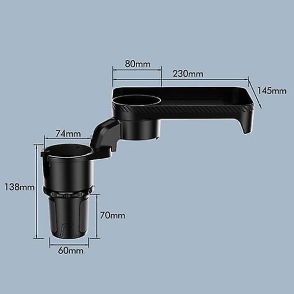 Bærbar bilkoppholder Festbar måltidsbrett Utvidet bord skrivebord 360 Roterbar justerbar bilmatbrett koppholder Expander|drikkeholdere| Small size