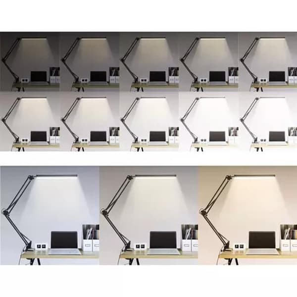 Skrivebordslampe med Arm - LED Bordlampe Sort Black black