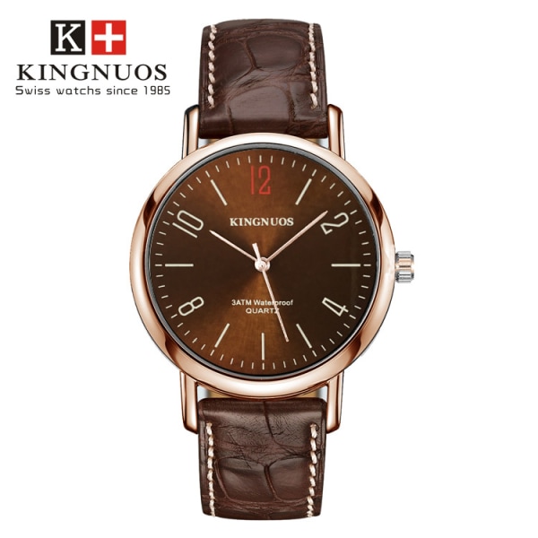 Par modebälte kvarts icke-mekanisk watch Brown surface of gold shell brown