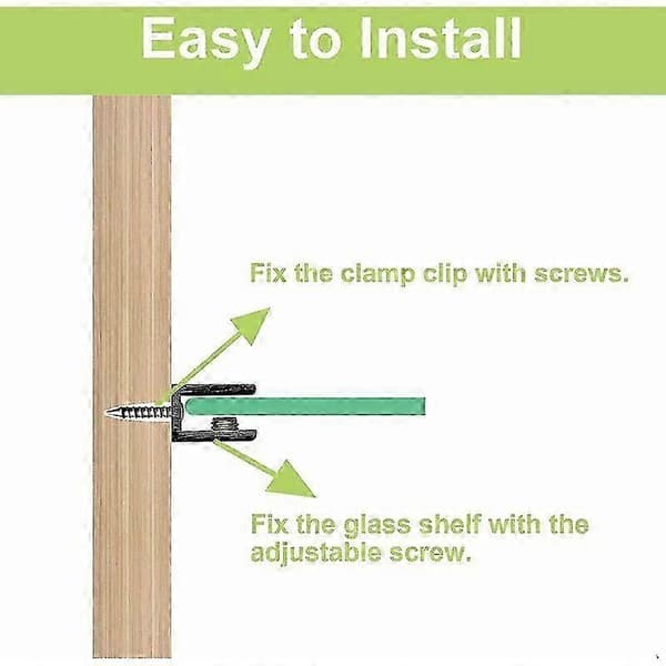 Justerbart väggmonterat glashyllfäste, 4-pack aluminiumlegeringsklämma för 6-8 mm glas