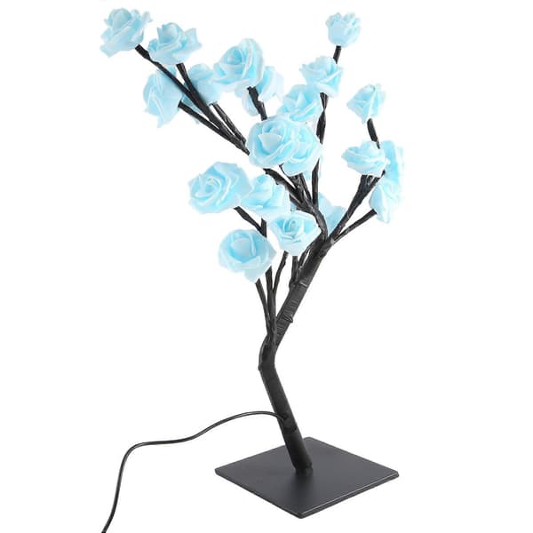 LED-rosblomma lampa, USB-julgransbelysning, perfekt för fester, bröllop, sovrum och mors dag-present-A BlackBlue