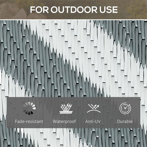 Outsunny 152x243cm Vendbart Udendørs Tæppe Bærbart Plastik Strå RV Camping Måtte Light grey