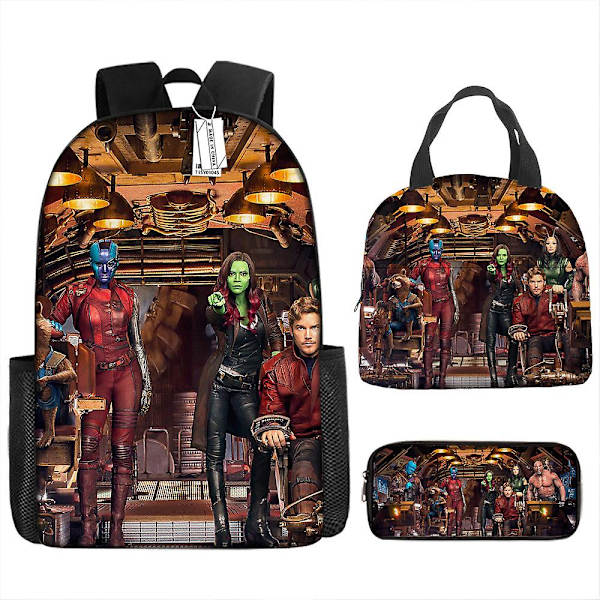 Guardians Of The Galaxy 3kpl / set Bcakpacket Sarjakuva Lapset Pojat Tytöt Koululaukut Kevyet Opiskelijat Vedenpitävä Kapasiteetti Mochilas Groot