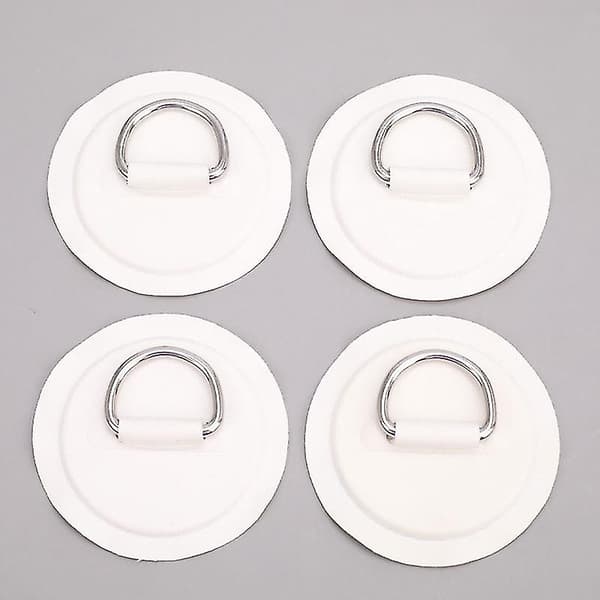 4 stk Surfebrett Jolle Båt PVC Patch D Ring Dekk Rigging Sup Rund Ring Pad-yvan White