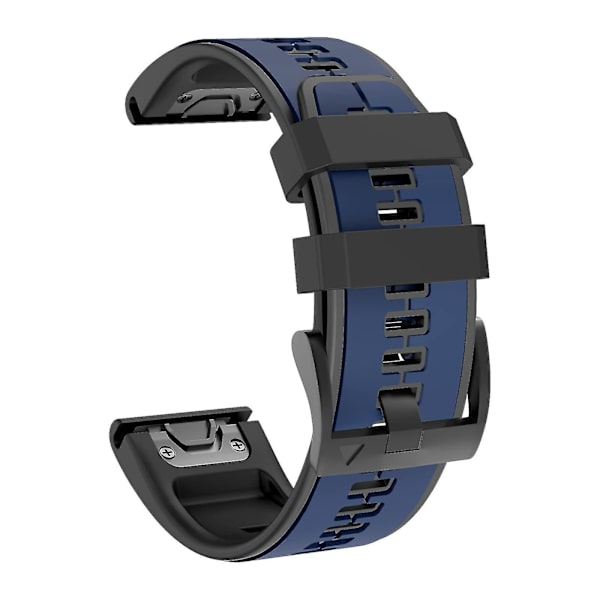 Rem til Garmin Fenix ​​6x, lettilpasning af bløde silikonebånd Udskiftning til Fenix ​​7x/fenix 6x Pro/fenix 5x/fenix 5x Plus/descent Mk2 Navy Blue Black
