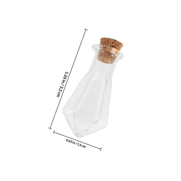 Miniglasflaskor med kork för förvaring 10 st transparent glas och trä