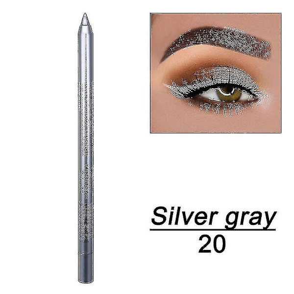 14 färger Långvarig Eye Liner Penna Vattentät Pigment Blå Brun Svart Eyeiner Pen Ögonmakeup Kosmetik 20 Silver Gray