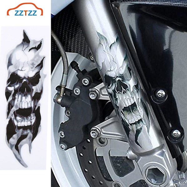 Moottoripyörän suojaus - 2 kpl/pari Universal Motorcycle Front Decals Tarrat Auto 2pcs-  skull black