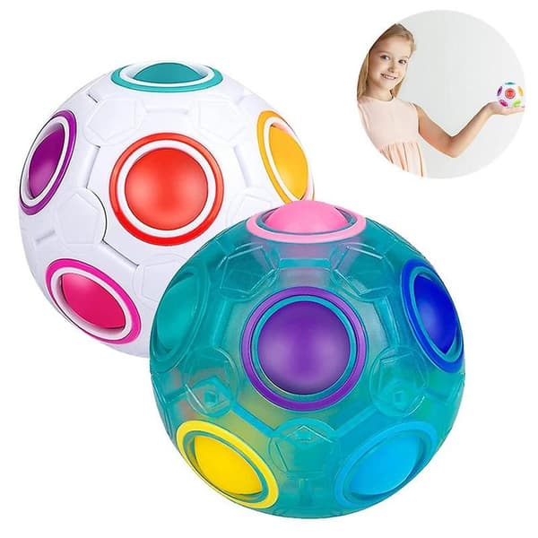 2 kpl Magic Rainbow Ball Magic Cube Kädessä pidettävä sensorinen lelu, valkoinen