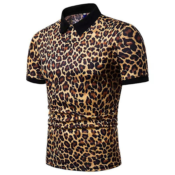 Män i stor storlek Lös Casual Leopard Print Personlighet Kortärmad skjorta XL