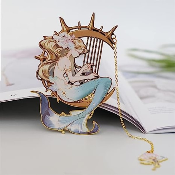 Søde metalbogmærker til kvinder piger bogelskere Anime bogmærke Mermaid Readers bedste venner -M4