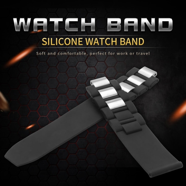 20mm silikonband watch för Chronoscaph Autoscaph 21 band, svart
