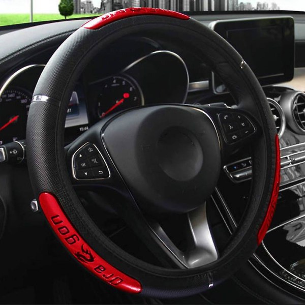 Bilrattkåpor 100% Gloednieuwe Reflecterende Kunstleer Elastische China Dragon Design Auto Stuurwiel Beschermer|styrkåpor| Red