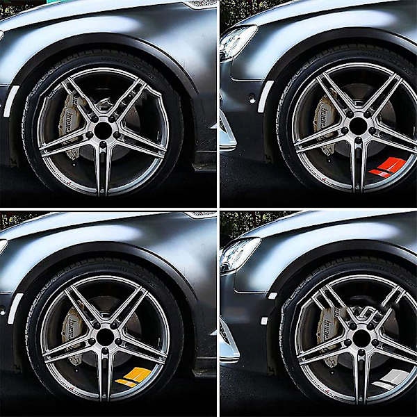 6kpl Autonapa Tarrat Pyörän Tarrat Teräsrengas Tarrat Pyörät Modifioitu Heijastava Tarra Vanteen Koristetarra Autotarvikkeet| | White