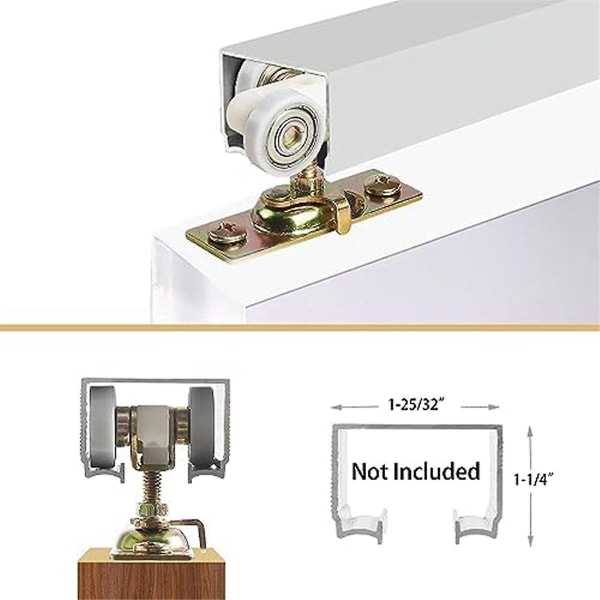 2-pak skydelomme dør hardware Tophængerruller Hjul Montering Fit Part 1125 & 1500 Hardwar As Shown
