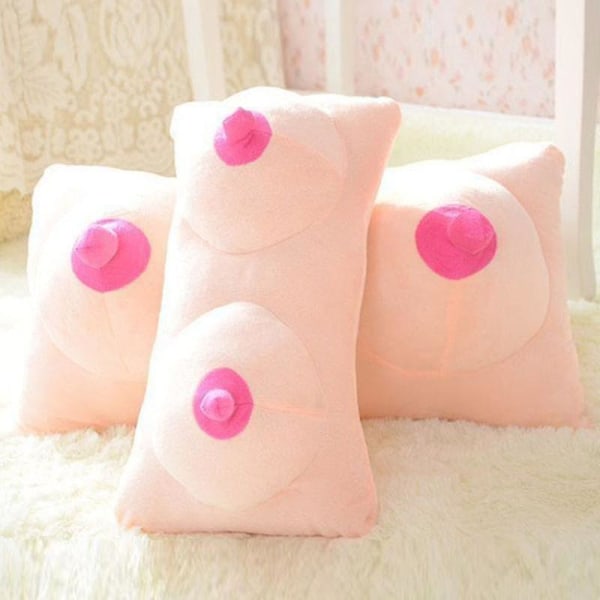 Kreativ vanskelig plysjpute Store bryster Myk solid brystlekeputegave Big Breast Pillow
