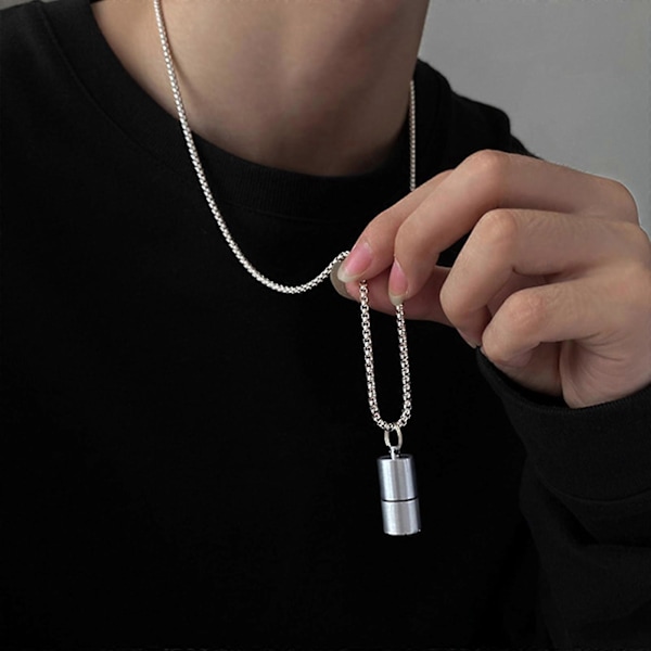 Lightere til etui halskæde til titanium stål vedhæng kæde lightere vedhæng halskæde Silver