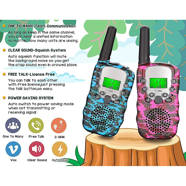 2st Barnkamouflage Walkie Talkie Mobil Handhållen Transceiver Highlight Telefon Radio Interphone 3km Minileksaker Presenter Pojke Flicka