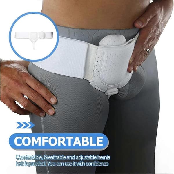 Hernia Belt for Men, Inguinal Hernia Support Left or Right Side to Keep Inguinal Hernia in Place from Bulging Out white