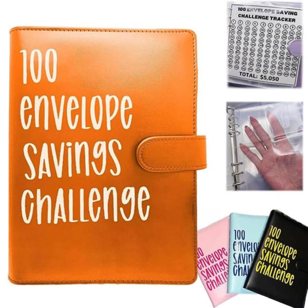 100 kuvert Pengar å spare utfordringer Notebook Budget Pärm Bok Pengaplaneringsspill for Auldts Kids Deep Yellow
