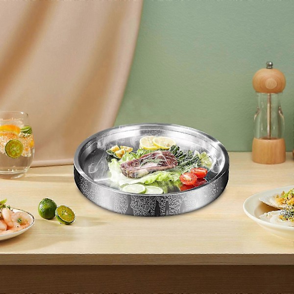 Kjølebolle Sjømat Serveringsfat Isavkjølt Serveringsbrett Lavt Fat Serveringsfat for Sjømat, Østers, Kreps Avkjølt Server 28cm Argent Optional