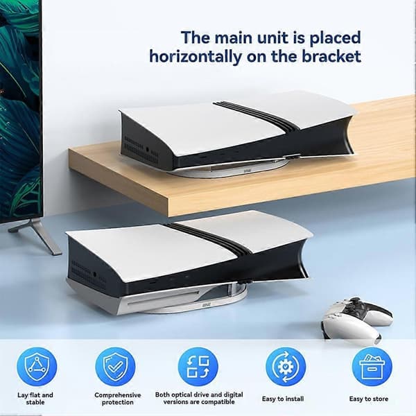 IINE til PS5 Pro Horisontal Stand til Disc & Digital Versioner Stabil Sikker & Nem Installation Pladsbesparende Design