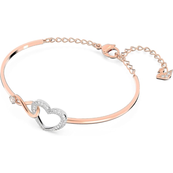 Infinity Heart-smykkesamling, halskjeder og armbånd, finish i rosegull og rhodiumtone, klare krystaller Bangle Bracelet