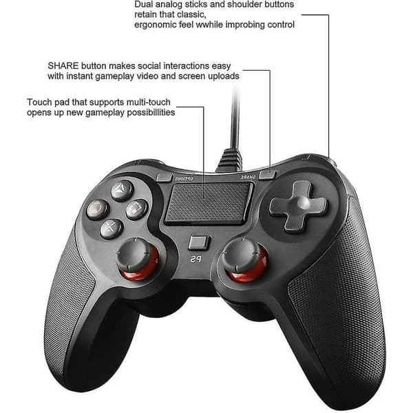 Ps4 Kablet Controller Til Playstation 4, Dobbelt Vibration Usb Joystick