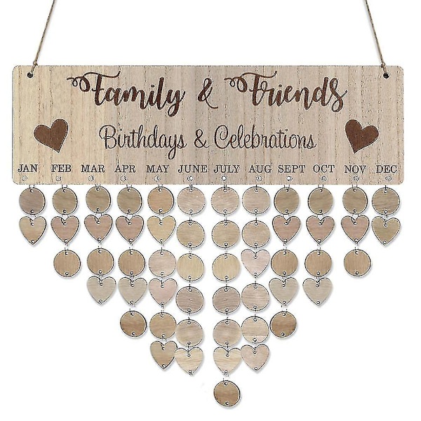 Family Birthday Board Plaque Tee itse riippuva puinen syntymäpäivämuistutuskalenteri A c