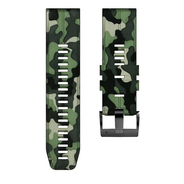 Til Garmin Fenix 7X Camouflage Silikone Urrem Green