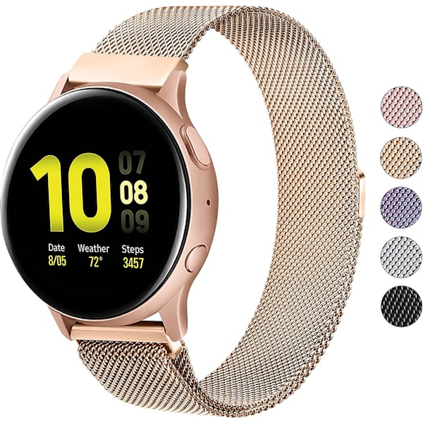 Metallbånd for erstatning av rustfritt stål for Samsung Galaxy Watch Active 2 Rose Gold