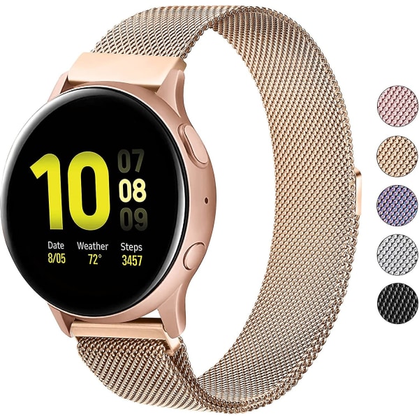 Ruostumattomasta teräksestä valmistetut metallinauhat Samsung Galaxy Watch Active 2:lle Rose Gold