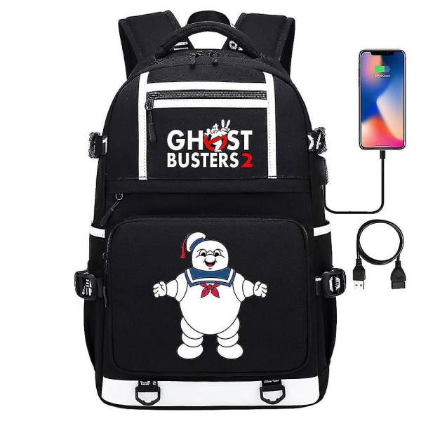 Usb Ghostbusters Skoletaske Rygsæk - Studentetaske til unge til drenge og piger - Casual Rejserygsæk 7