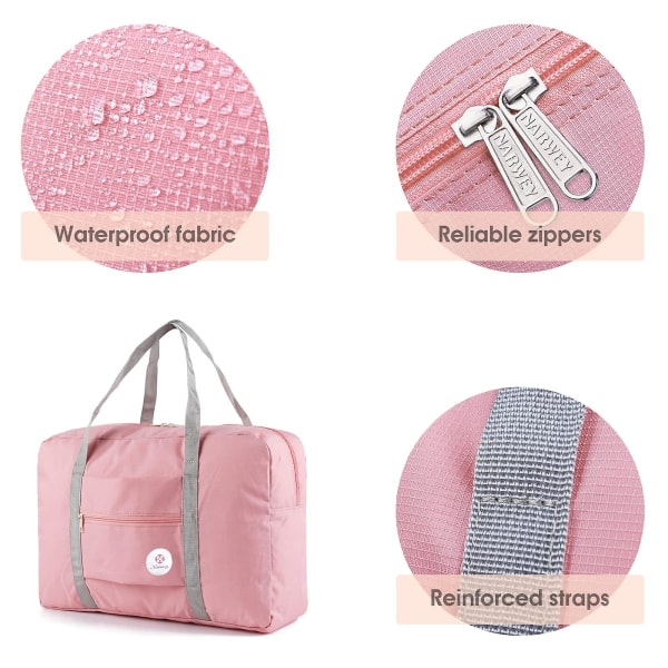 Til Easyjet Airlines kabinetaske 45x36x20 undersædet, foldbar rejsetaske. Bærebagage natten over til kvinder og mænd 25L (rosa rosa)