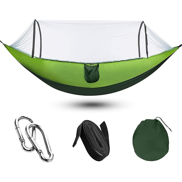 Almi Camping-hengekøye, lett innendørs, bærbar hengekøye med 2 karabinkroker og 2 tre