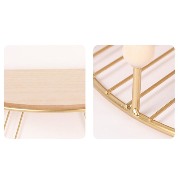Halvrunde flydende hylder Vægmonteret rustik jernvæg Opbevaringshylder Organizer Decor Gold Large Semicircle