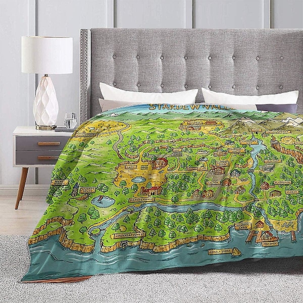 Stardew Valley Map Super pehmeä lämmin mikrofleece flanellipeitto sohva -x13 50x40in 125x100cm