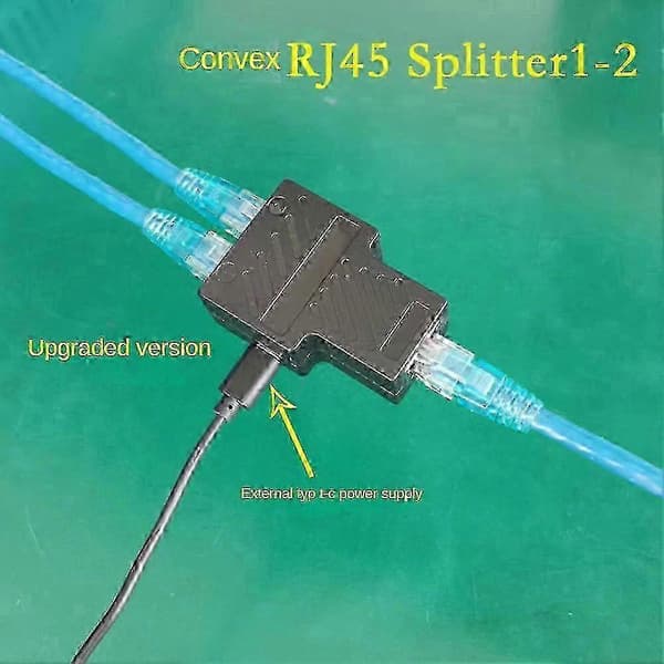 Ethernet Splitter 100Mbps RJ45 Netværksforlængerstik 1 til 2 Ethernet-adapter Internetnetværk Sort SZRH