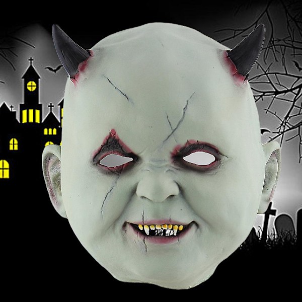 Halloween Cosplay Mask Skrämmande Mask Läskig Skrämmande Liten Djävul Mask
