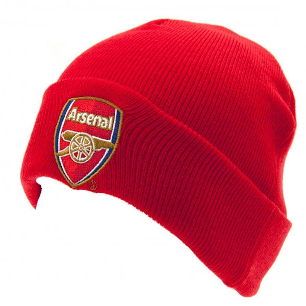 Arsenal FC Unisex Adults TU Crest strikket lue One Size Rød Rød Red One Size
