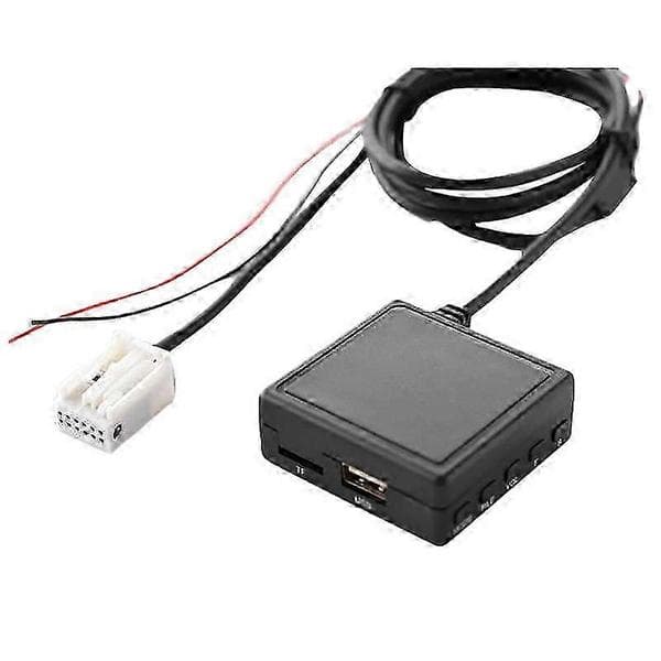 Bil Bluetooth 5.0 AUX-kabeladapter TF USB passer til Peugeot 207 307 407 308 black