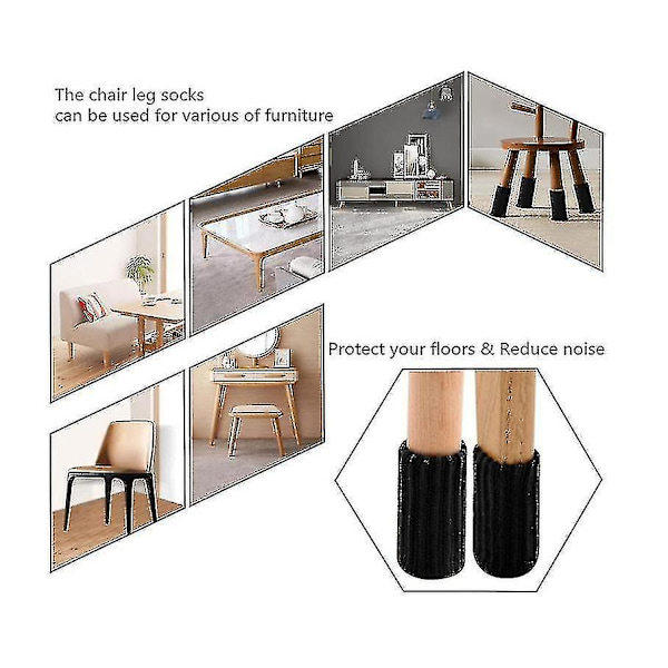 Rea 24-pack Stolsbensskydd Stickade Möbelstrumpor Black