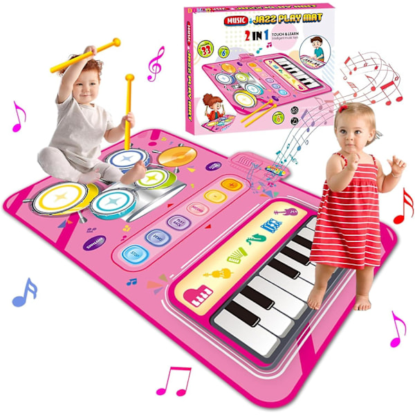 Toys for 1 2 3 4 5 year old girls, 2 in 1 music mat, kids toys for girls boys, educational musical toys birthday gifts, Christmas stocking stuffers