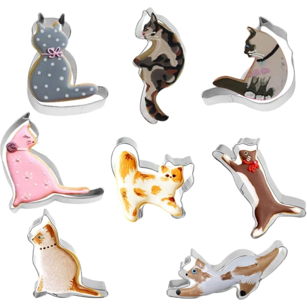 8 stk Cat Cookie Cutters Sett, DIY Baking Konditor Cutters Kjeks Cutters Brød Cutters