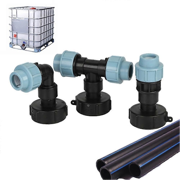 IBC-säiliön vesiputkiliitin puutarhaletkun adapteri kotihanan asennustyökalu 25mm Tee Adapter
