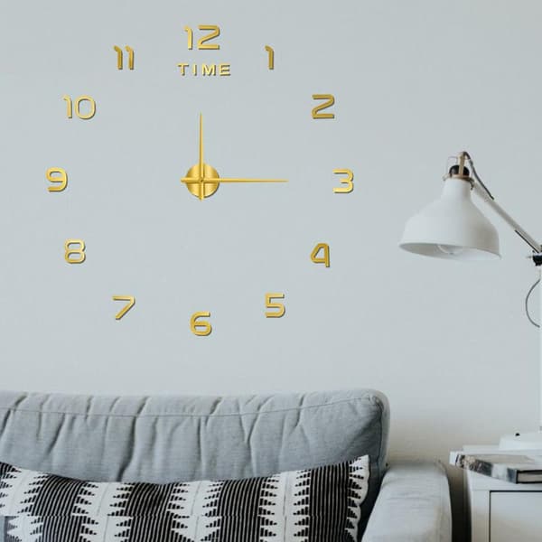 Bedroom Decoration Clock Large 2D Wall Clock Acrylic Mirror Sticker Red